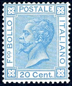 1867 - 20 cent. azzurro, tiratura ... 
