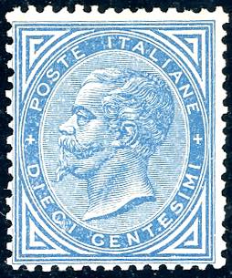 1877 - 10 cent. azzurro (27), ... 