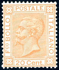 1877 - 20 cent. ocra arancio (28), ... 