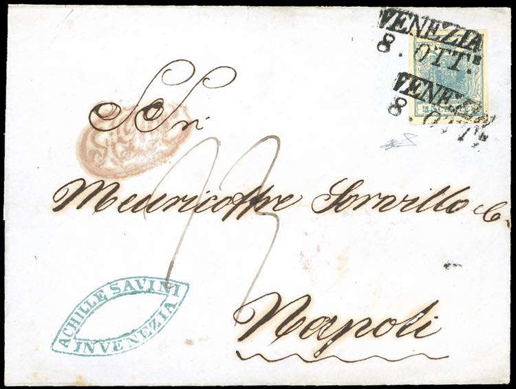 1852 - 45 cent. azzurro, I tipo ... 