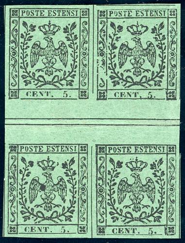 1852 - 5 cent. verde, punto dopo ... 