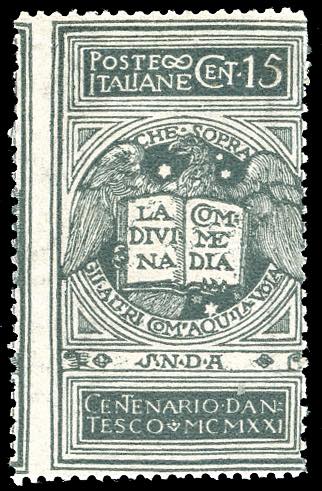 1921 - 15 cent. grigio Dante, non ... 