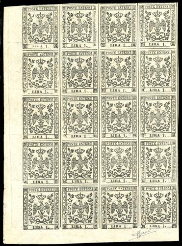 1853 - 1 lira bianco (11), blocco ... 