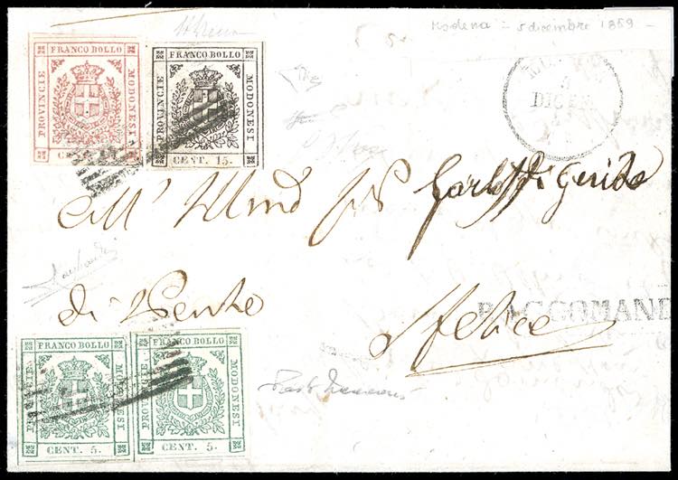 1859 - 5 cent. verde, coppia ... 