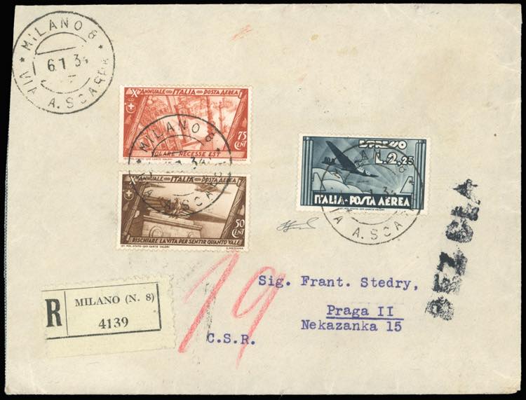 1934 - Aerogramma raccomandato, da ... 