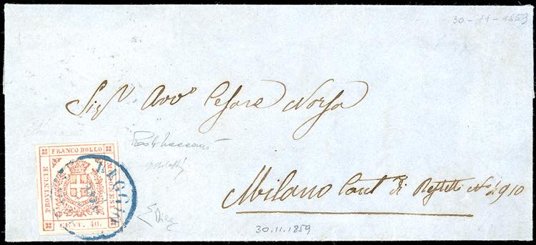 1859 - 40 cent. carminio brunastro ... 