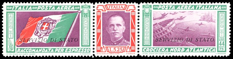 1933 - 5,25 + 44,75 lire trittico ... 
