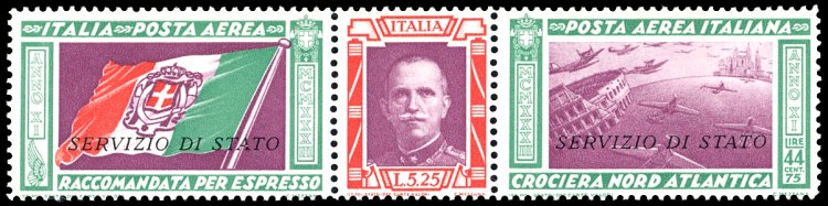 1933 - 5,25 + 44,75 lire trittico ... 