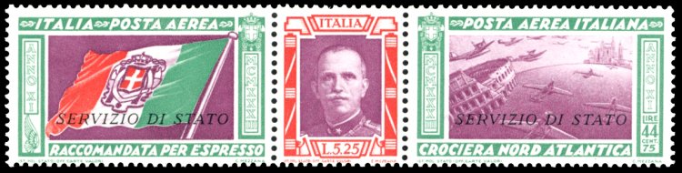 1933 - 5,25 + 44,75 lire trittico ... 