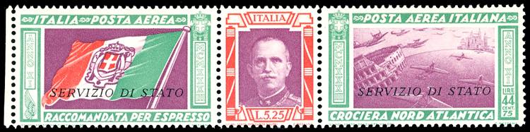 1933 - 5,25 + 44,75 lire trittico ... 