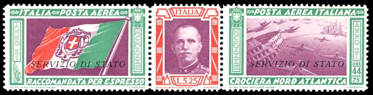 1933 - 5,25 + 44,75 lire trittico ... 