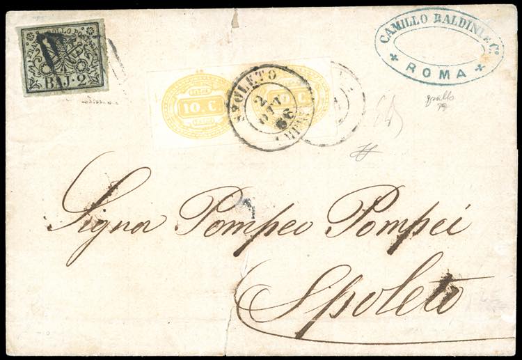 1866 - 10 cent. giallo (1), coppia ... 