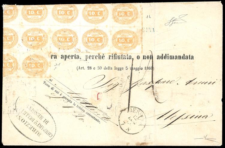1863 - 10 cent. arancio (1b), ... 