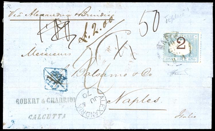 1870 - 2 lire azzurro chiaro e ... 