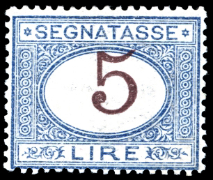 1874 - 5 lire azzurro e bruno ... 
