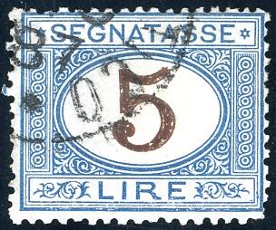 1874 - 5 lire azzurro e bruno, ... 