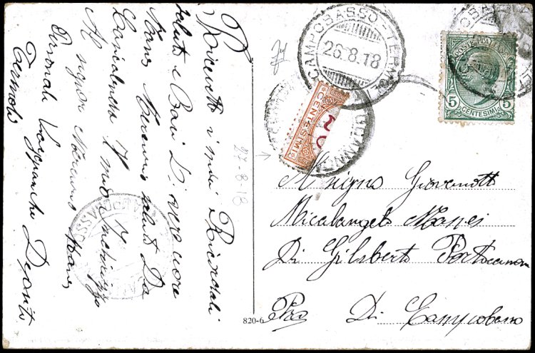 1918 - 20 cent. arancio e carminio ... 