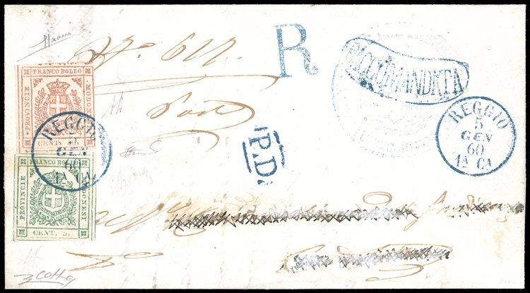 1860 - 40 cent. rosa carminio, 5 ... 