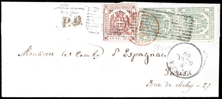 1860 - 40 cent. rosa carminio, 5 ... 