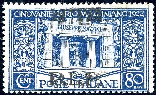 1922 - 80 cent. azzurro Mazzini, ... 