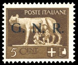 1943 - 5 cent. soprastampa G.N.R. ... 