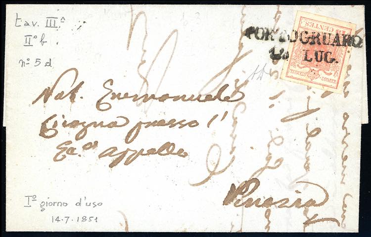 1851 - 15 cent. rosa, II tipo, ... 