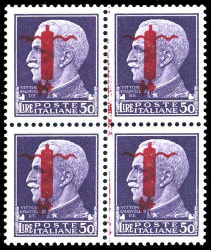 1944 - 50 lire, soprastampa fascio ... 