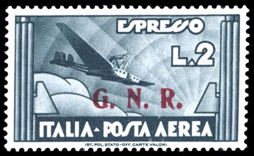 1943 - 2 lire ardesia, soprastampa ... 
