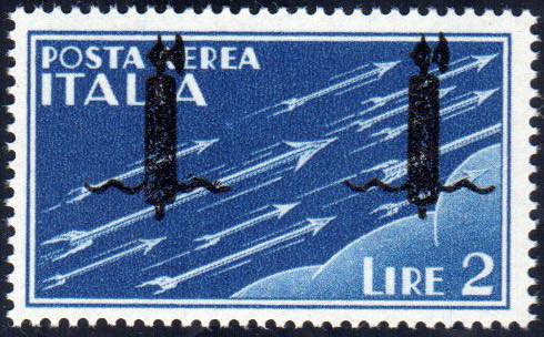 POSTA AEREA 1944 - 2 lire azzurro, ... 