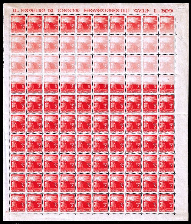 1945 - 3 lire Democratica, foglio ... 