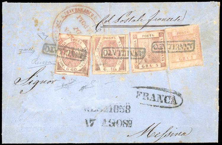 1858 - 50 grana rosa lillaceo, 10 ... 