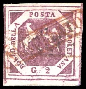 1858 - 2 grana violetto, falso per ... 