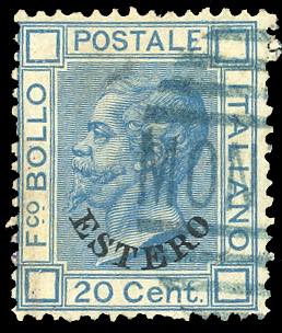 MONTEVIDEO 1867 - 20 cent. azzurro ... 