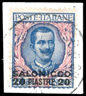 SALONICCO 1909 - 20 pi. su 5 lire ... 