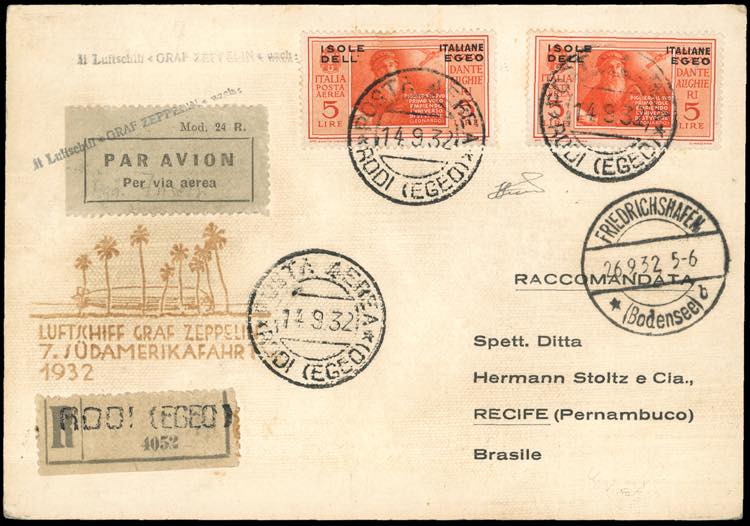 POSTA AEREA 1932 - 5 lire Dante ... 