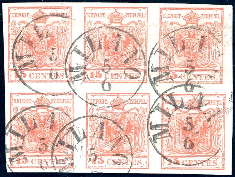 1845 - 15 cent. rosso vermiglio, ... 