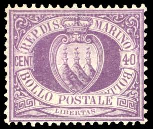 1877 - 40 cent. lilla scuro Stemma ... 