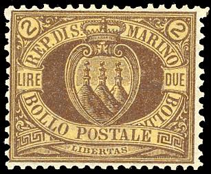 1894 - 2 lire bruno su arancio ... 