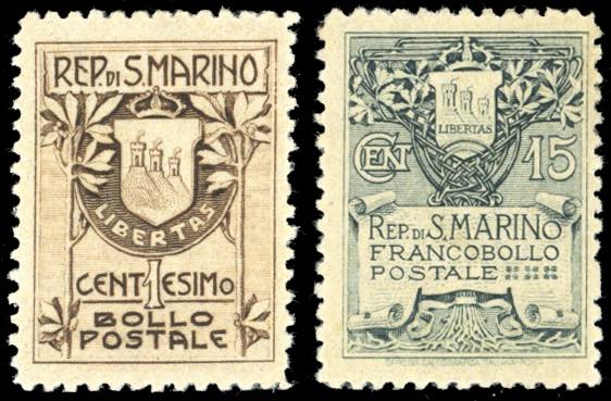 1910 - Stemma, fondo giallo, serie ... 