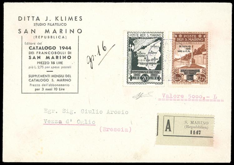 1943 - 2,75 lire Caduta del ... 