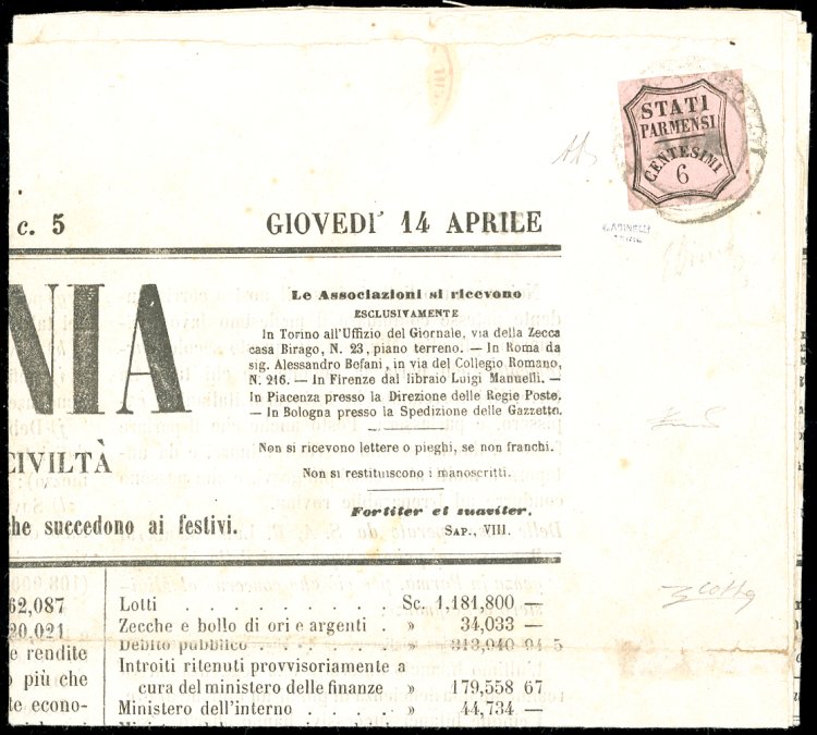 1859 - 6 cent. rosa vivo (1), ... 