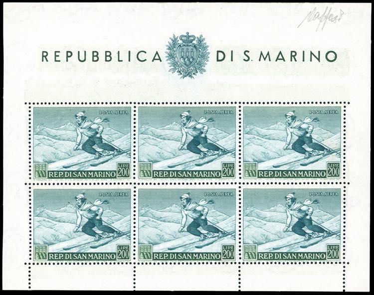 1953 - Sciatrice, foglietto (15), ... 