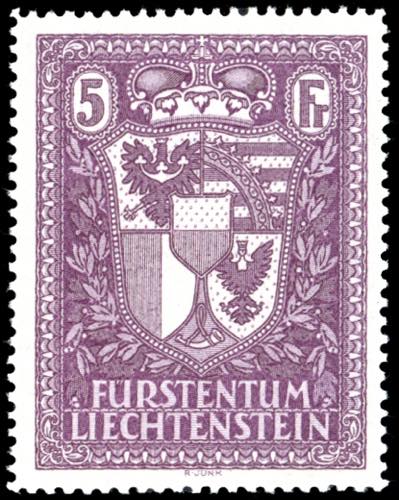 LIECHTENSTEIN 1935 - 5 f. lilla ... 
