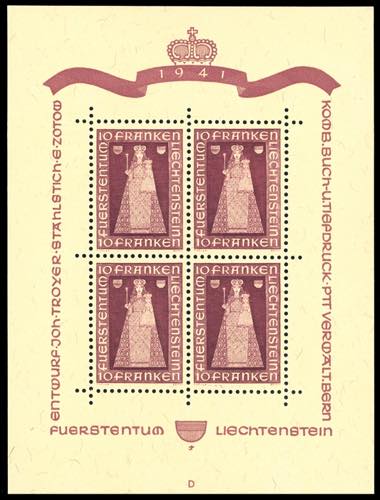 LIECHTENSTEIN FOGLIETTI 1941 - 10 ... 