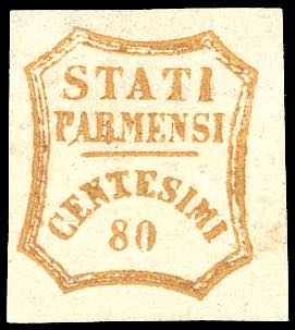 1859 - 80 cent. arancio, varietà ... 