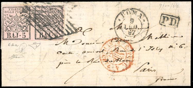 1867 - 5 baj rosa vinaceo (6Aa), ... 