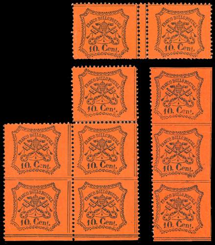 1868 - 10 cent. vermiglio arancio, ... 