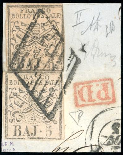 FALSI PER POSTA 1855 - 5 baj rosa ... 