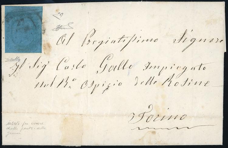 1854 - 20 cent. azzurro (5), ... 