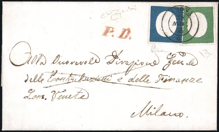 1855 - 5 cent. verde, 20 cent. ... 